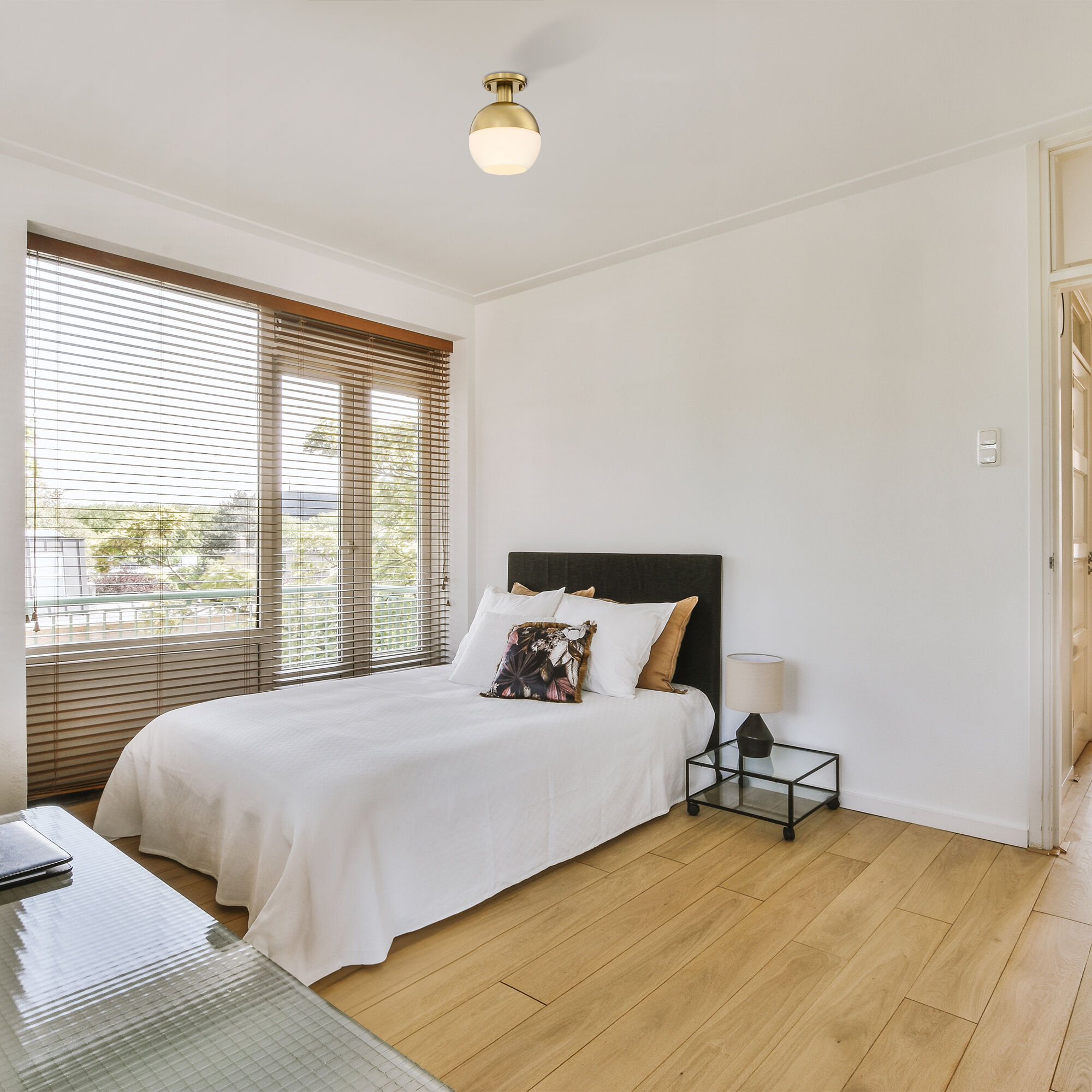 Linden 1 Light 8 inch Brushed Gold Semi Flush Mount Ceiling Light